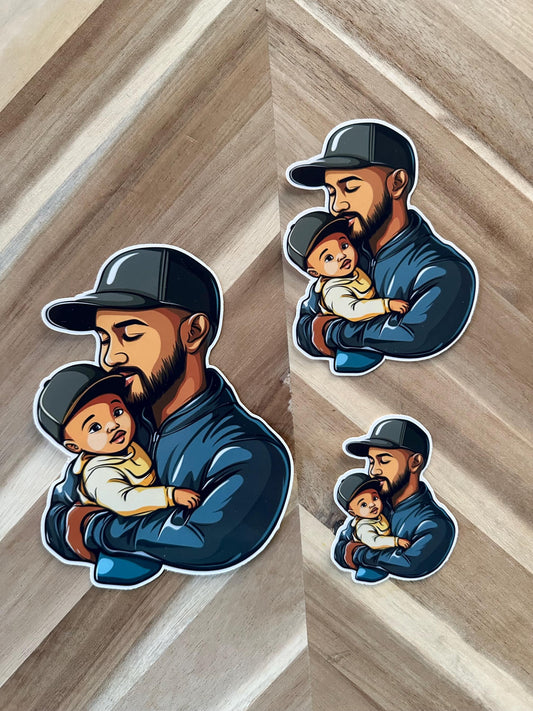 Father & Baby Love - Heartwarming Dad Sticker | Vinyl Decal | Laptop Sticker | Father's Day Gift | New Dad Present | Family Love Art