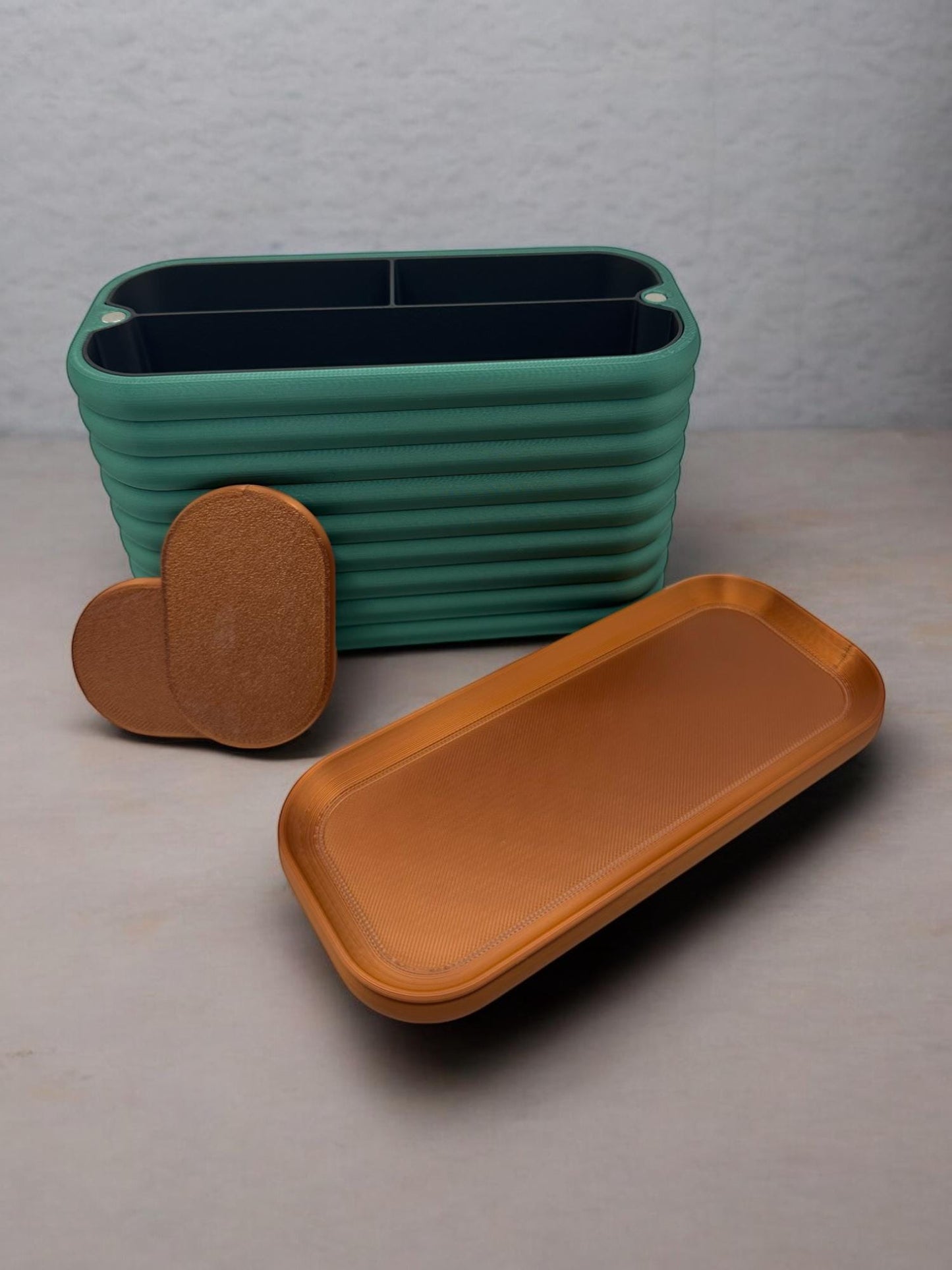 Modern 3D Printed Three-Tier Storage Box - Minimalist Desk Organizer