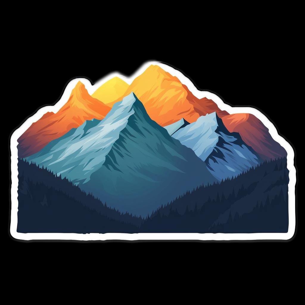 Majestic Mountain Sunset Vinyl Sticker