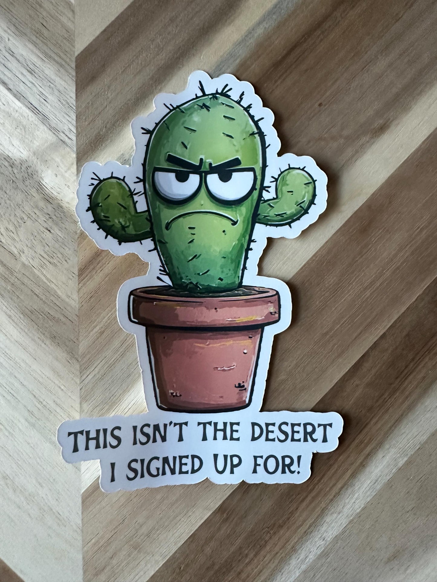 Grumpy Cactus Sticker: Sarcastic Plant Vinyl Decal - Laptop, Water Bottle
