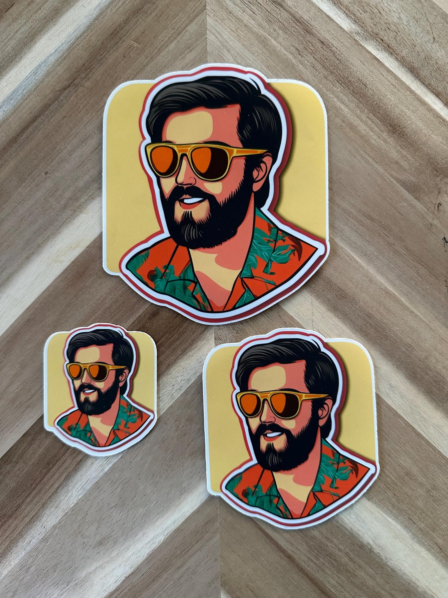 Tropical Dad Vibes Sticker: Hawaiian Shirt, Retro Sunglasses