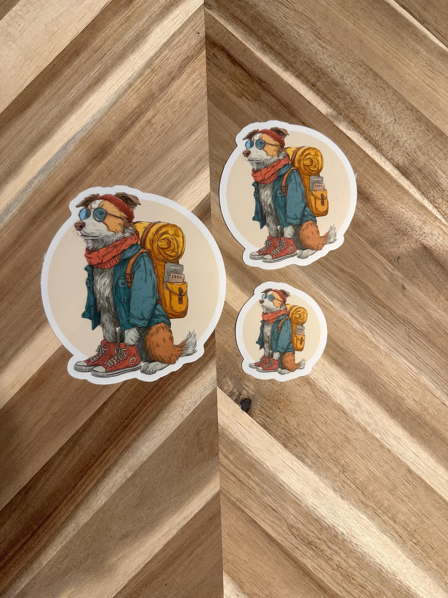 Hipster Adventure Dog Sticker Set - Cool Backpacker Schnauzer Decal