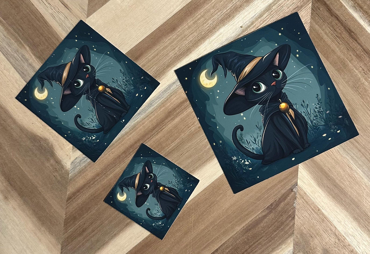 Magical Black Cat Witch Sticker - Halloween Fantasy Vinyl Decal