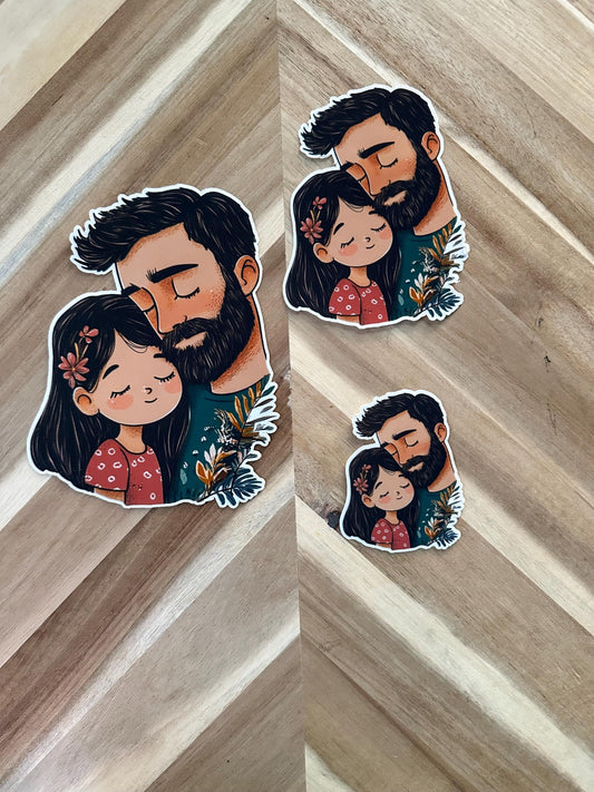 Sweet Dad & Daughter Hug Sticker | Heartwarming Father's Day Gift! | Father Daughter Love | Gift for Him