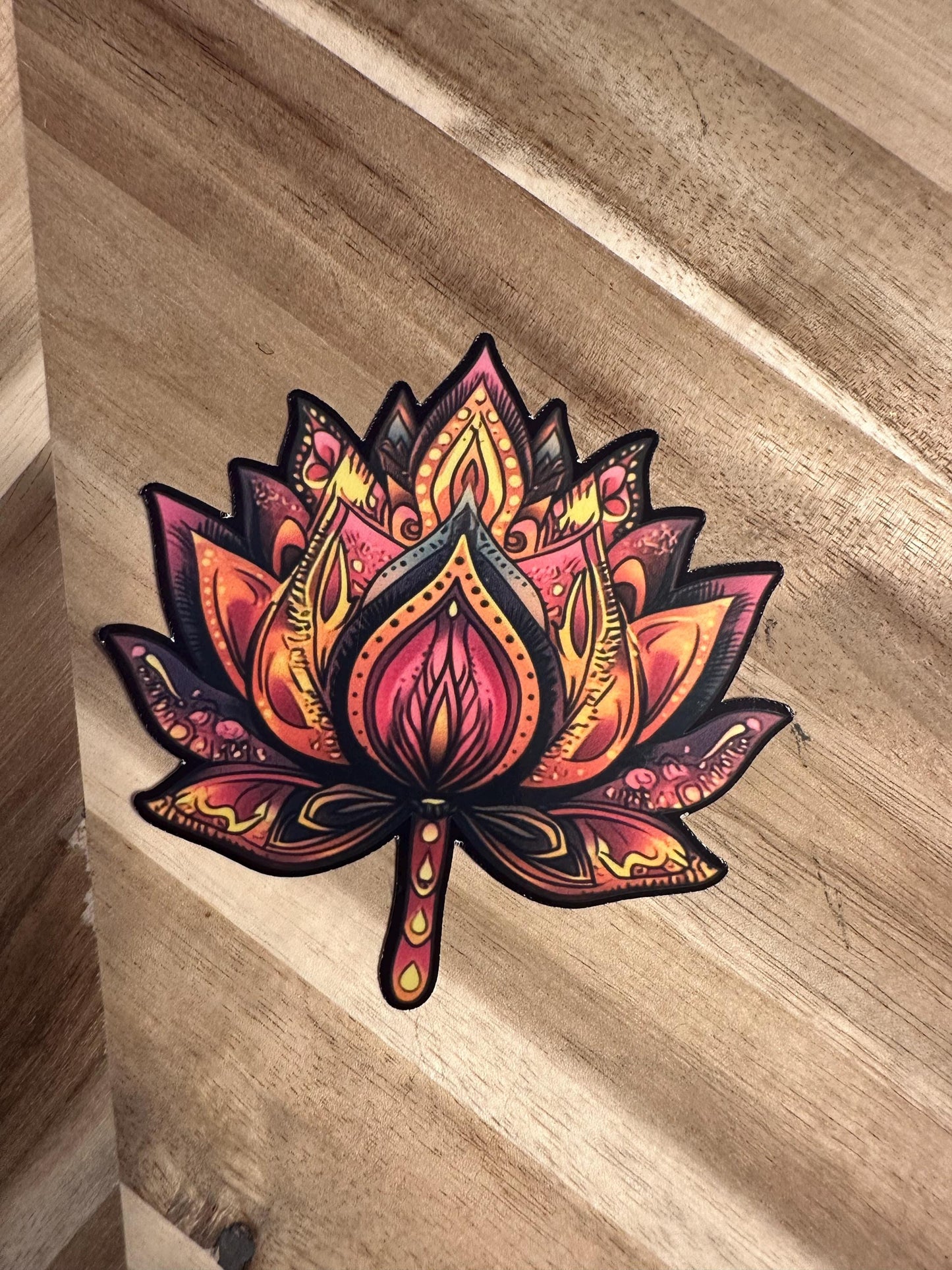Mandala Lotus Flower Sticker: Vibrant Boho Decal