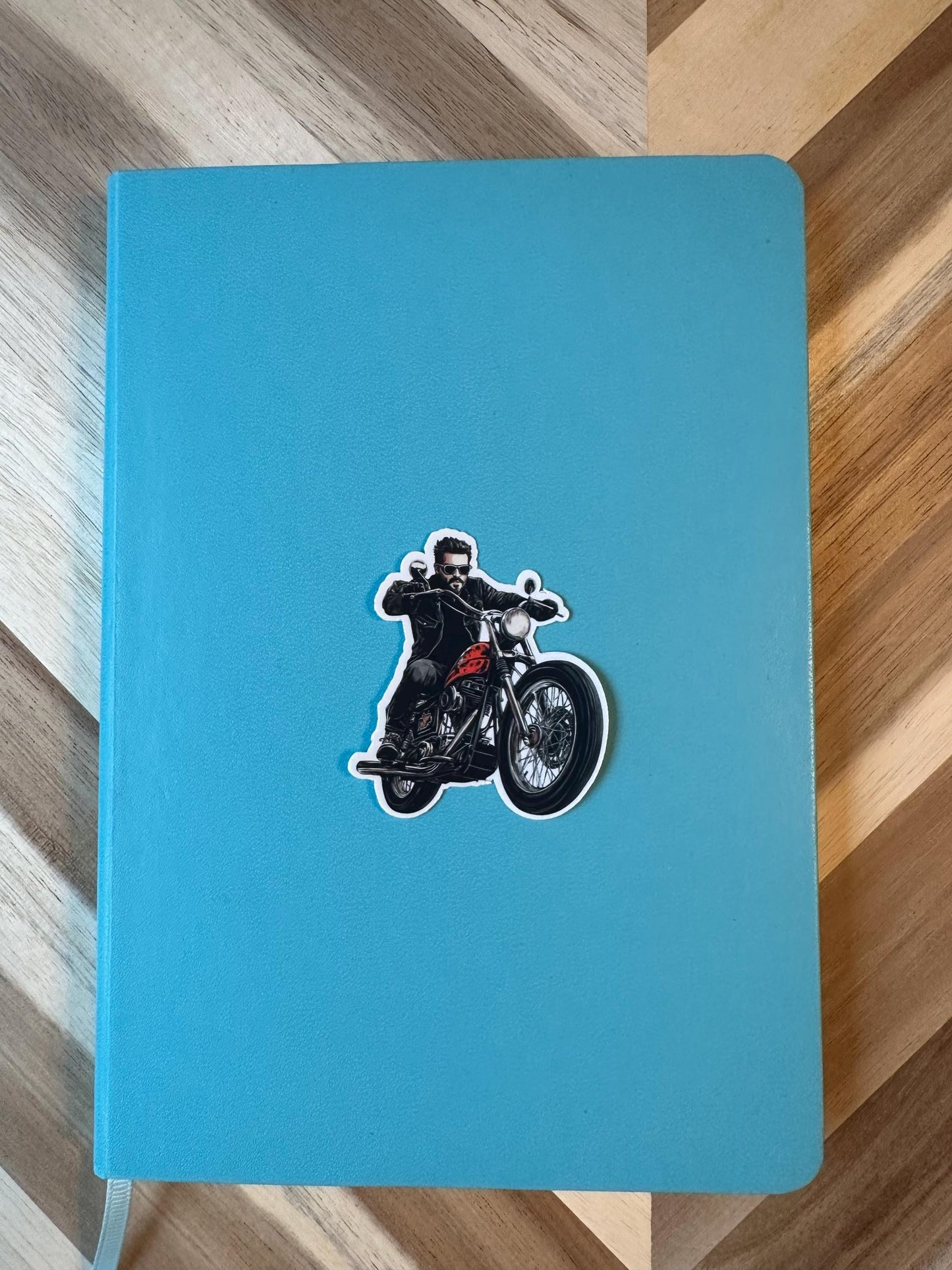 Bobber Motorcycle Rider Sticker: Leather Jacket Biker Vinyl Decal
