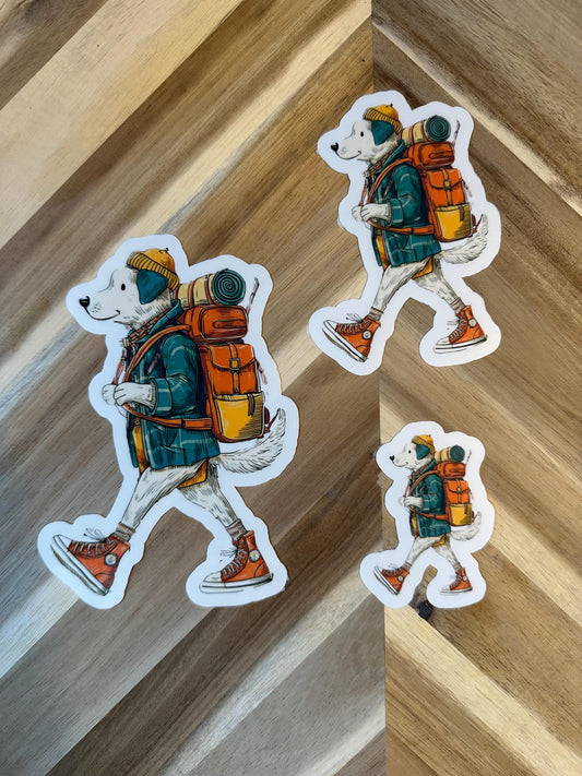 Adventure Dog Backpacker Sticker - Hiking Camping Travel Decal