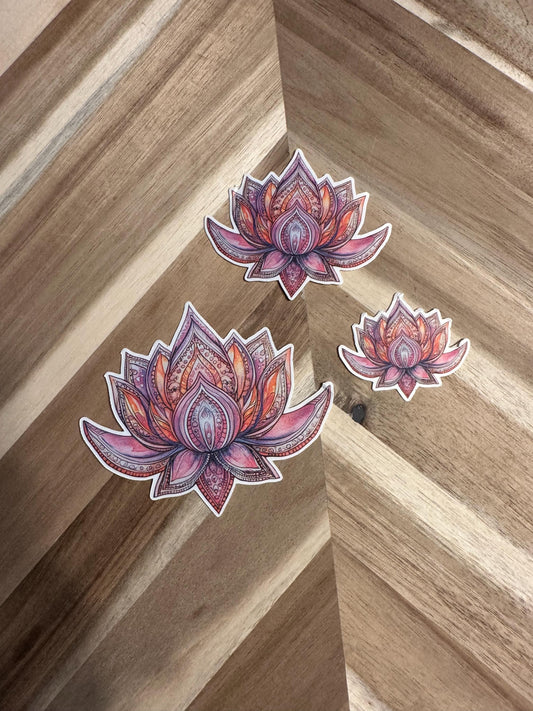 Watercolor Lotus Flower Sticker: Mandala Art, Boho Yoga Decal