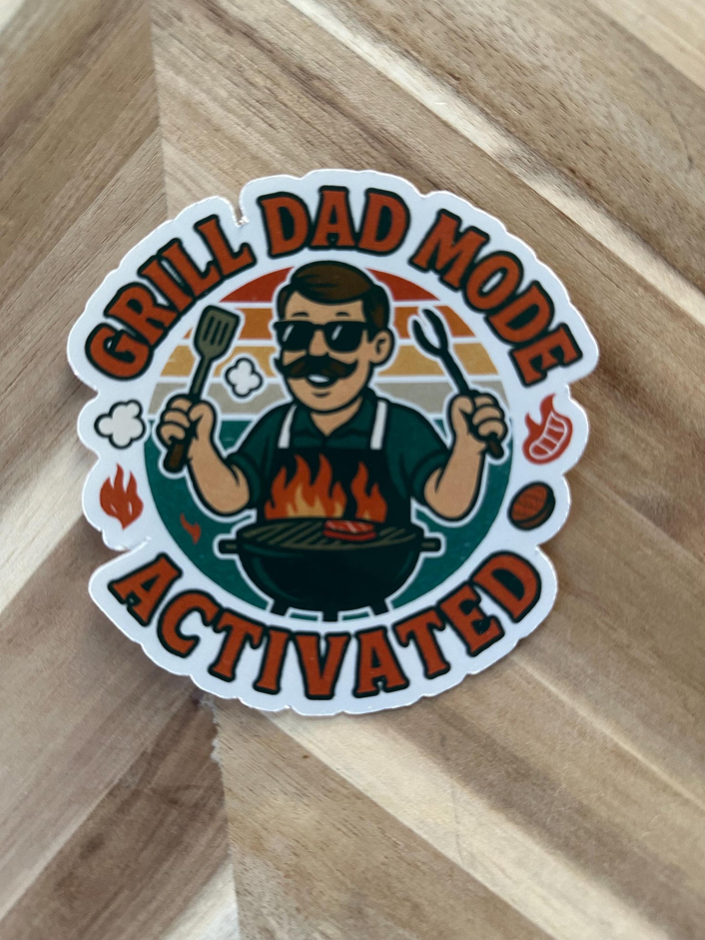 Grill Dad Mode Activated Sticker: Funny BBQ Vinyl Decal