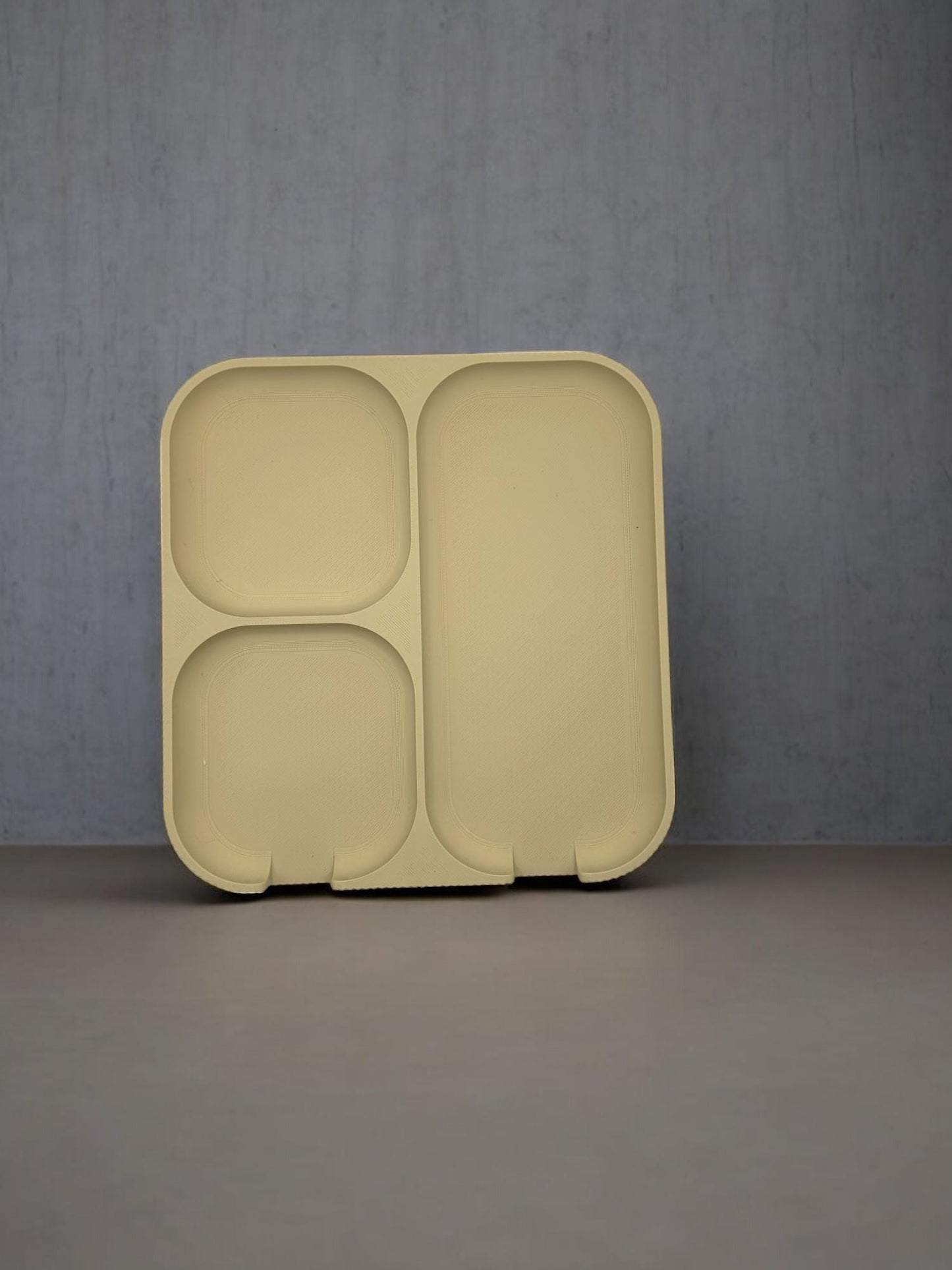 3D Printed Phone Stand Organizer - Minimalist Cream Desk Tray