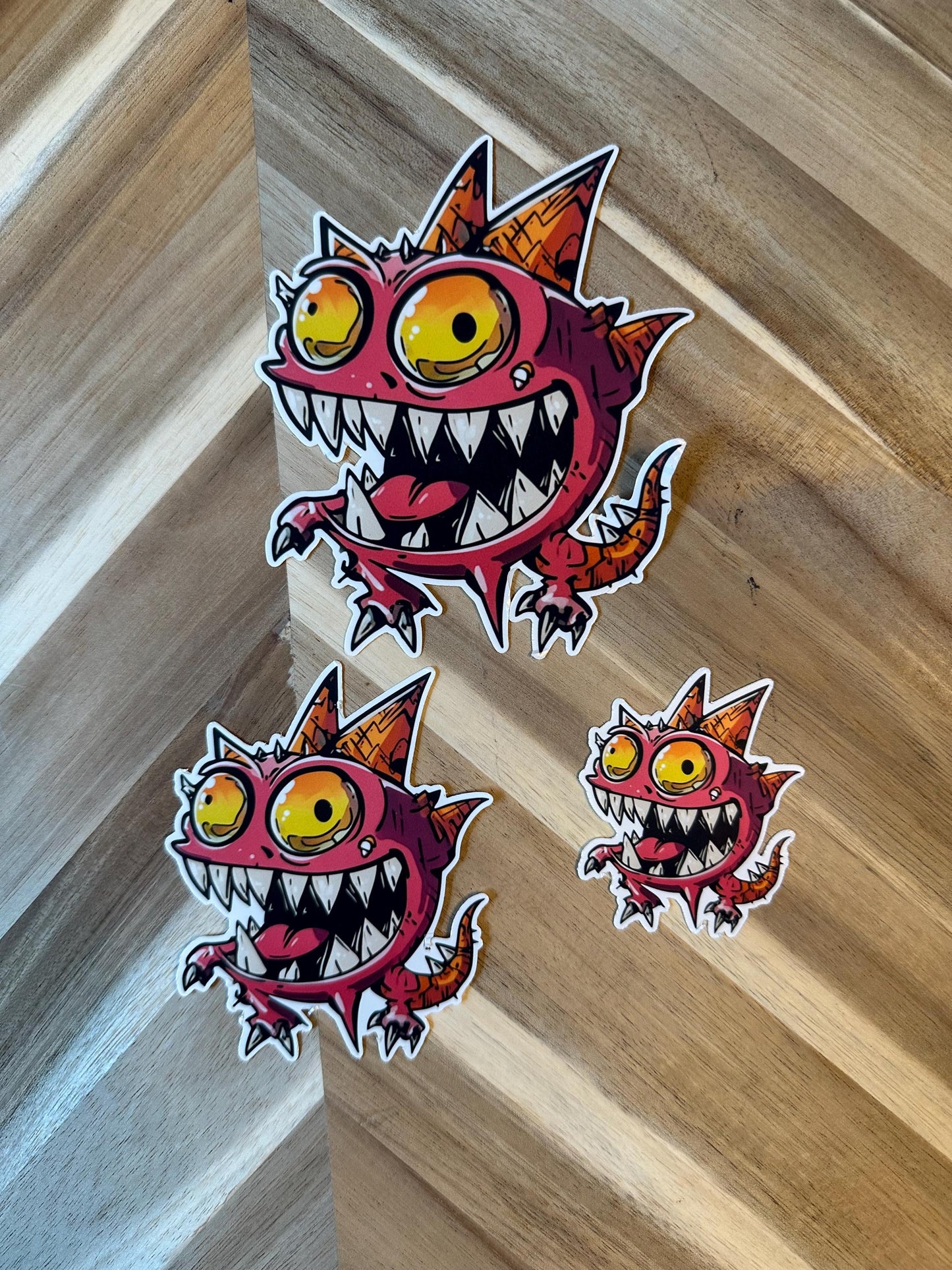 Pink Monster Sticker | Cute Cartoon Creature Vinyl Decal | Gaming Character Art | Waterproof Laptop Sticker