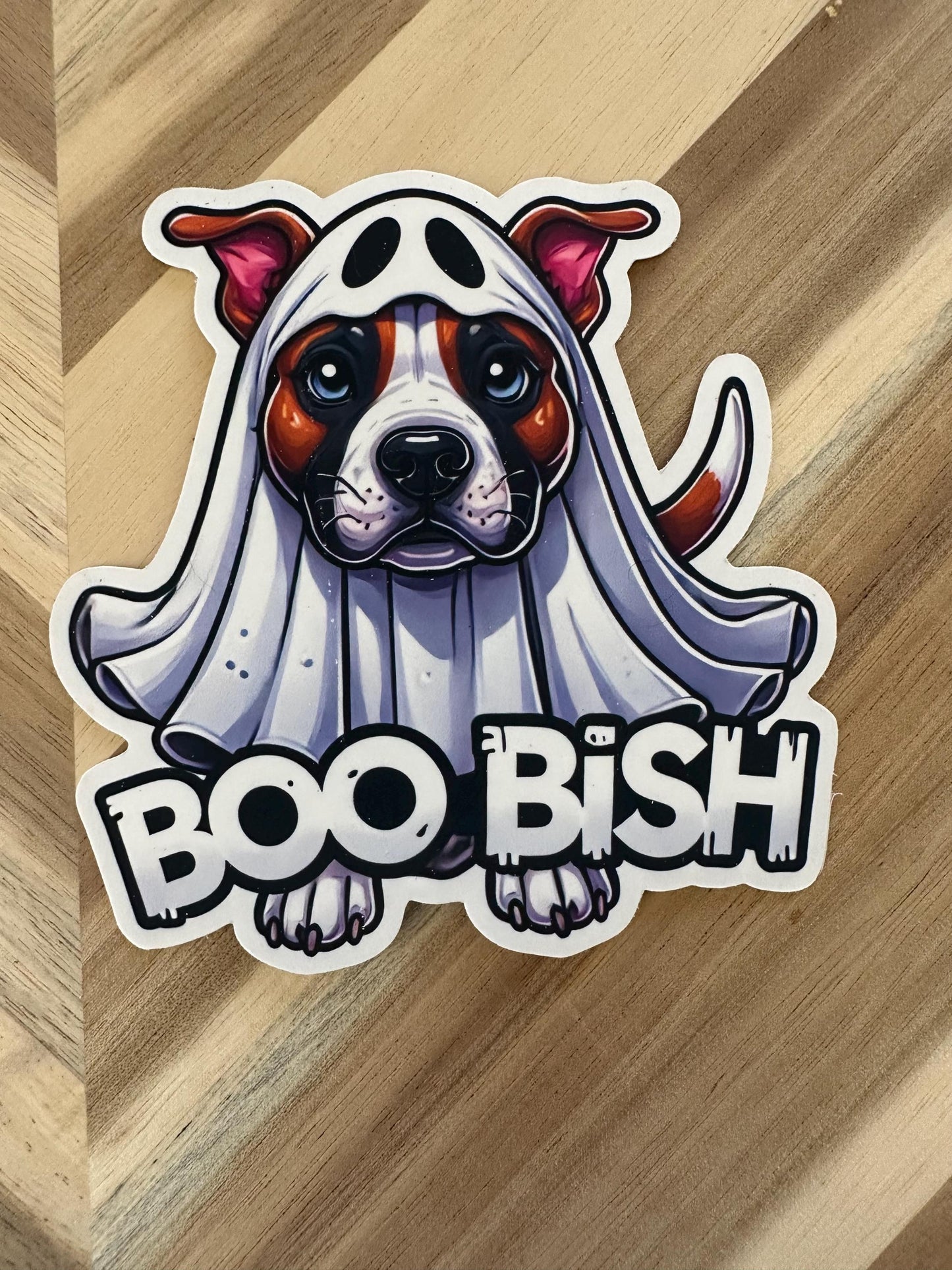 Halloween Pitbull Ghost Sticker