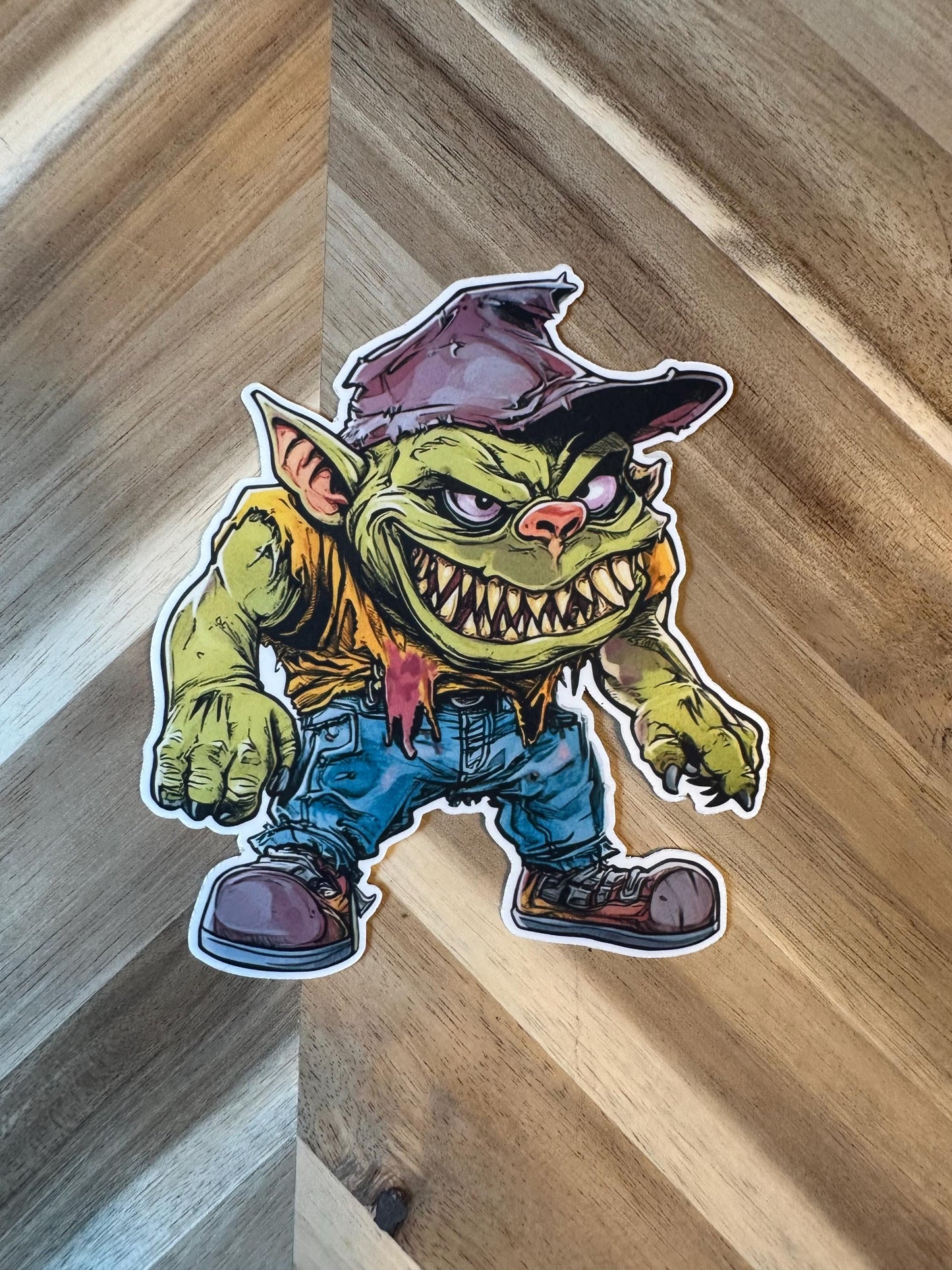 Goblin Cowboy Vinyl Sticker | Western Fantasy Creature | Monster Art | Waterproof Laptop Decal