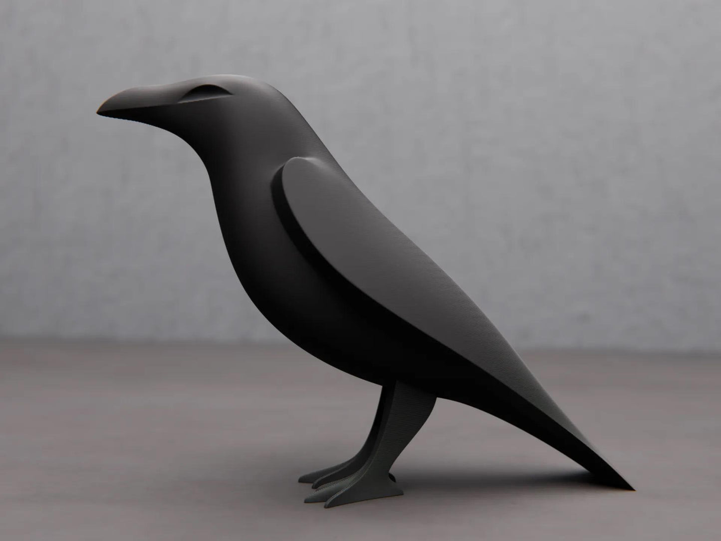 3D Printed Raven Sculpture - Modern Gothic Home Decor