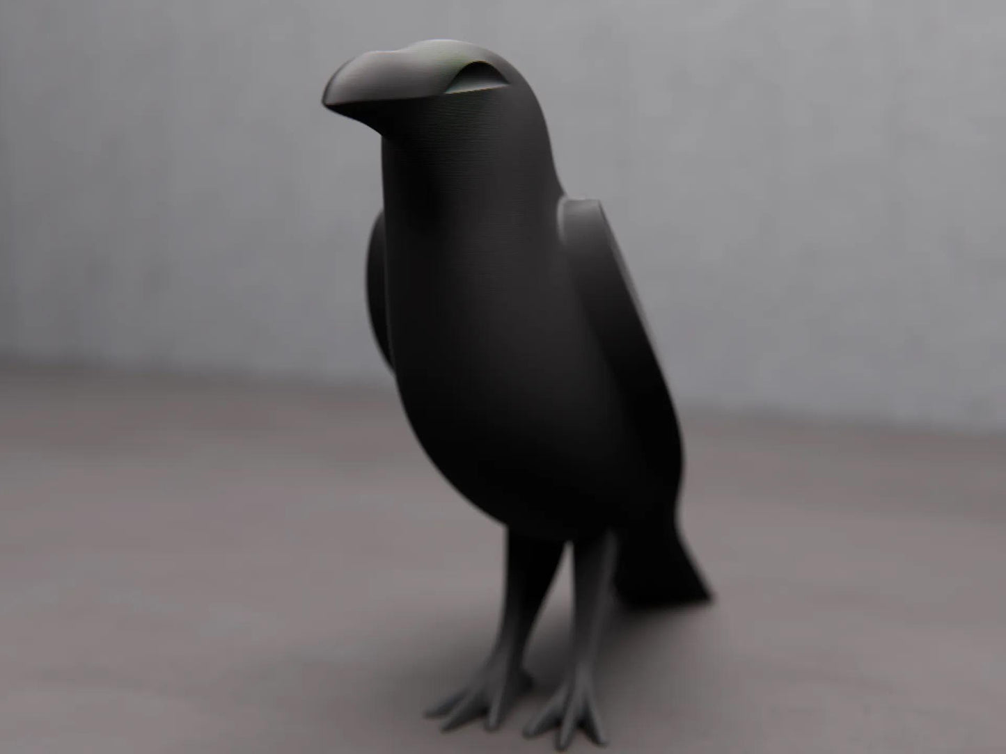 3D Printed Raven Sculpture - Modern Gothic Home Decor