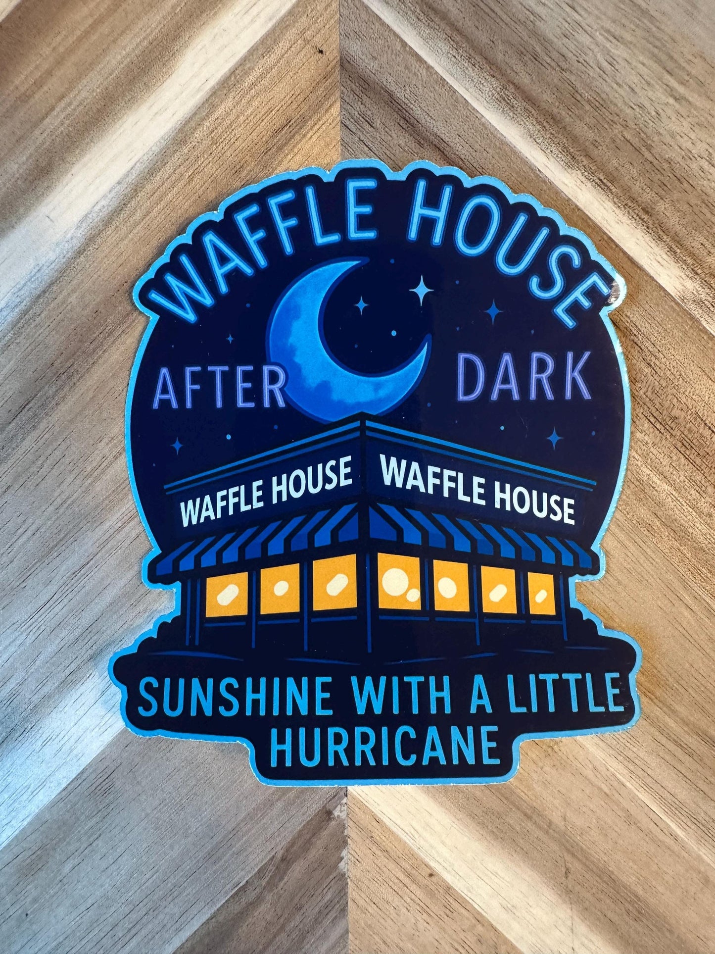 Waffle House After Dark Sticker: Blue Moon Diner Vinyl Decal