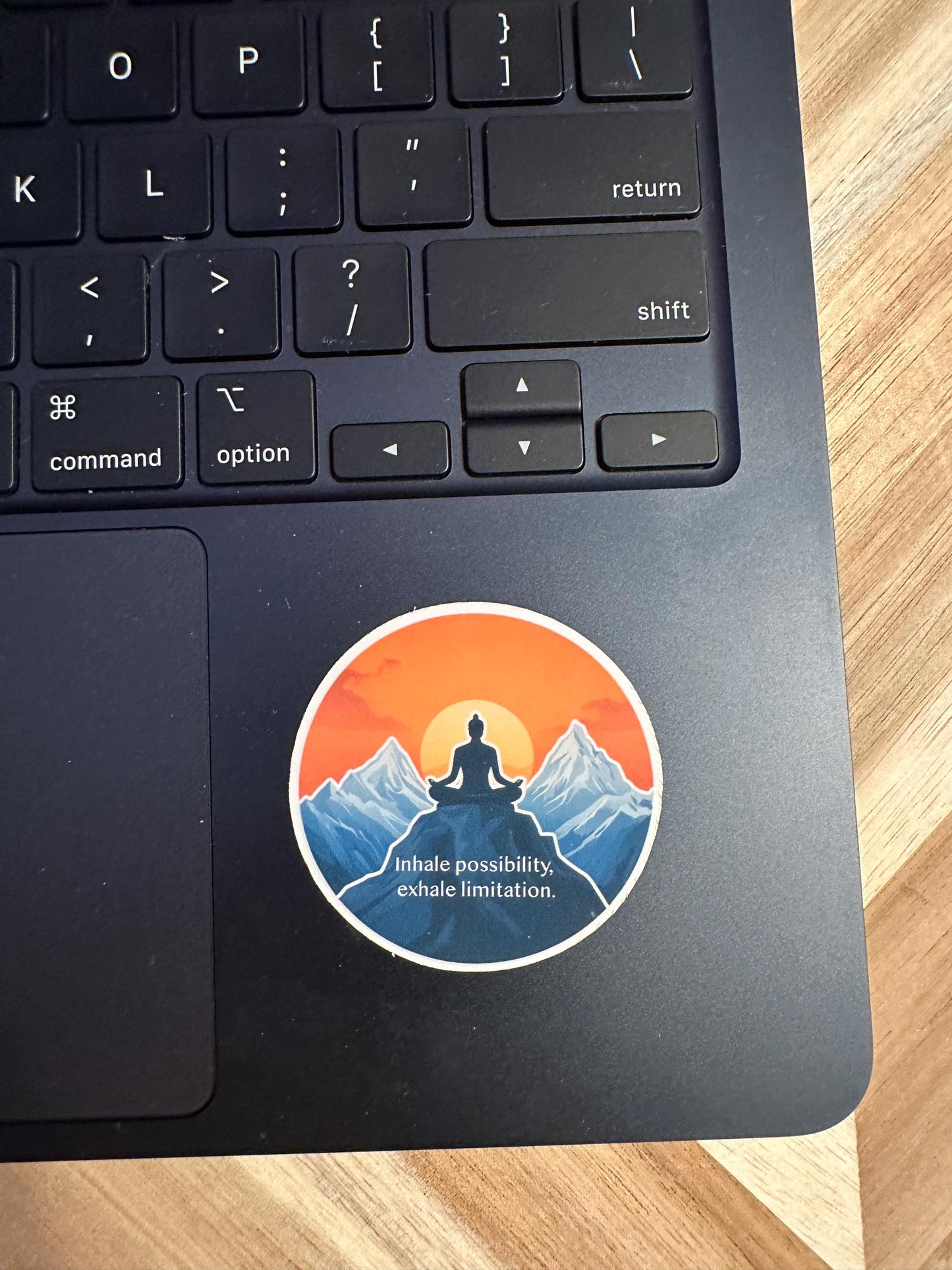 Sunset Yoga Sticker | Yoga Quote Decal | "Inhale possibility, exhale limitation" | Inspirational Breathwork Vinyl