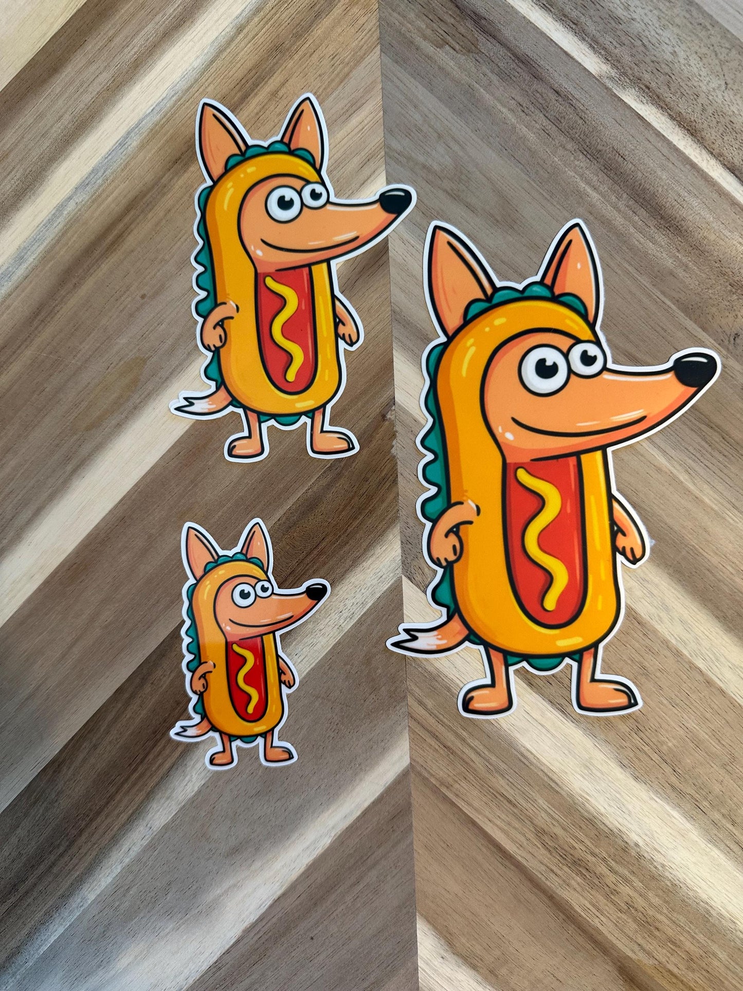 Funny Hot Dog Corgi Sticker - Cute Dog in Hot Dog Costume Vinyl Sticker