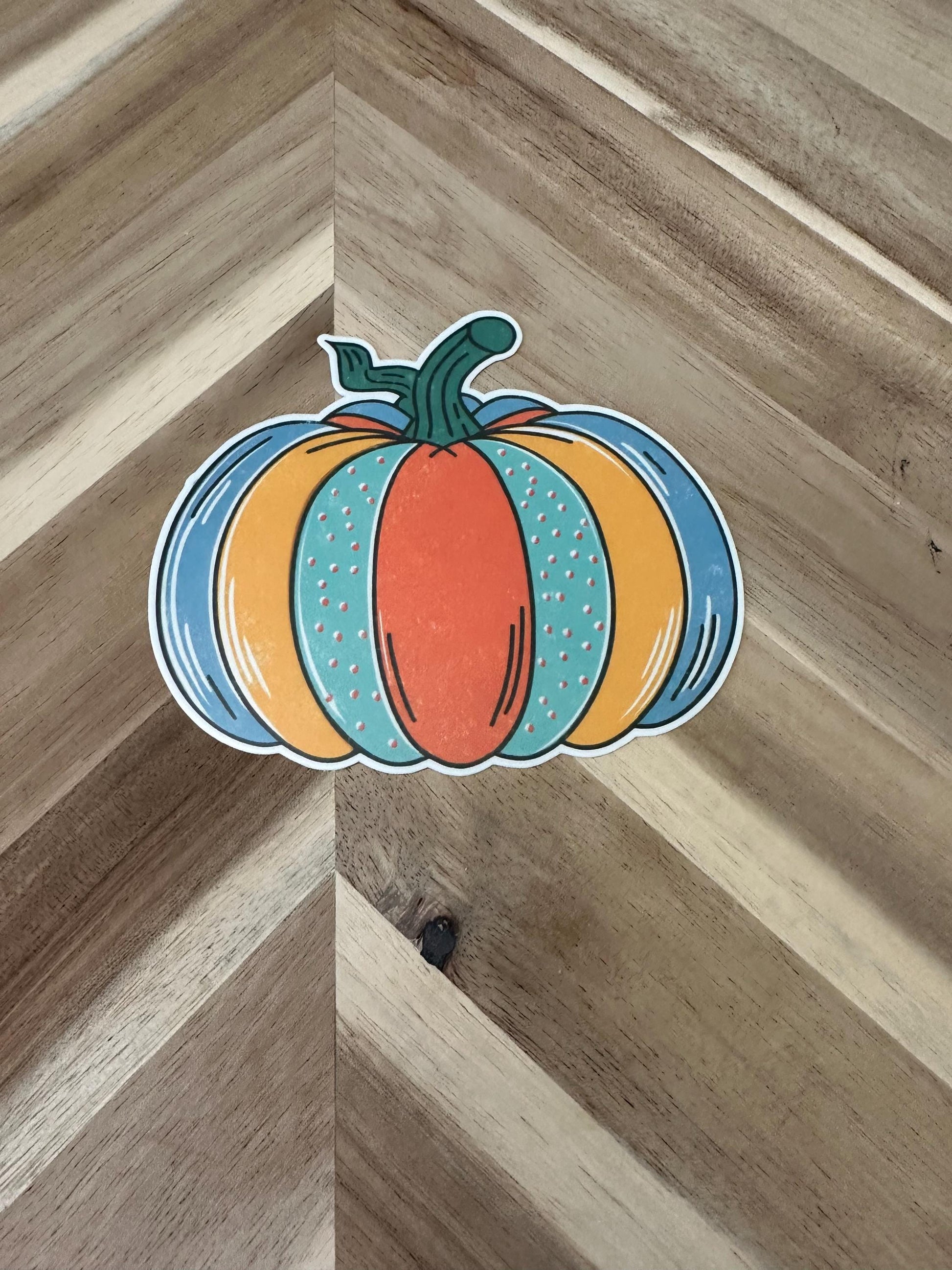 Colorful Fall Pumpkin Sticker - Boho Autumn Pumpkin Vinyl Sticker Set
