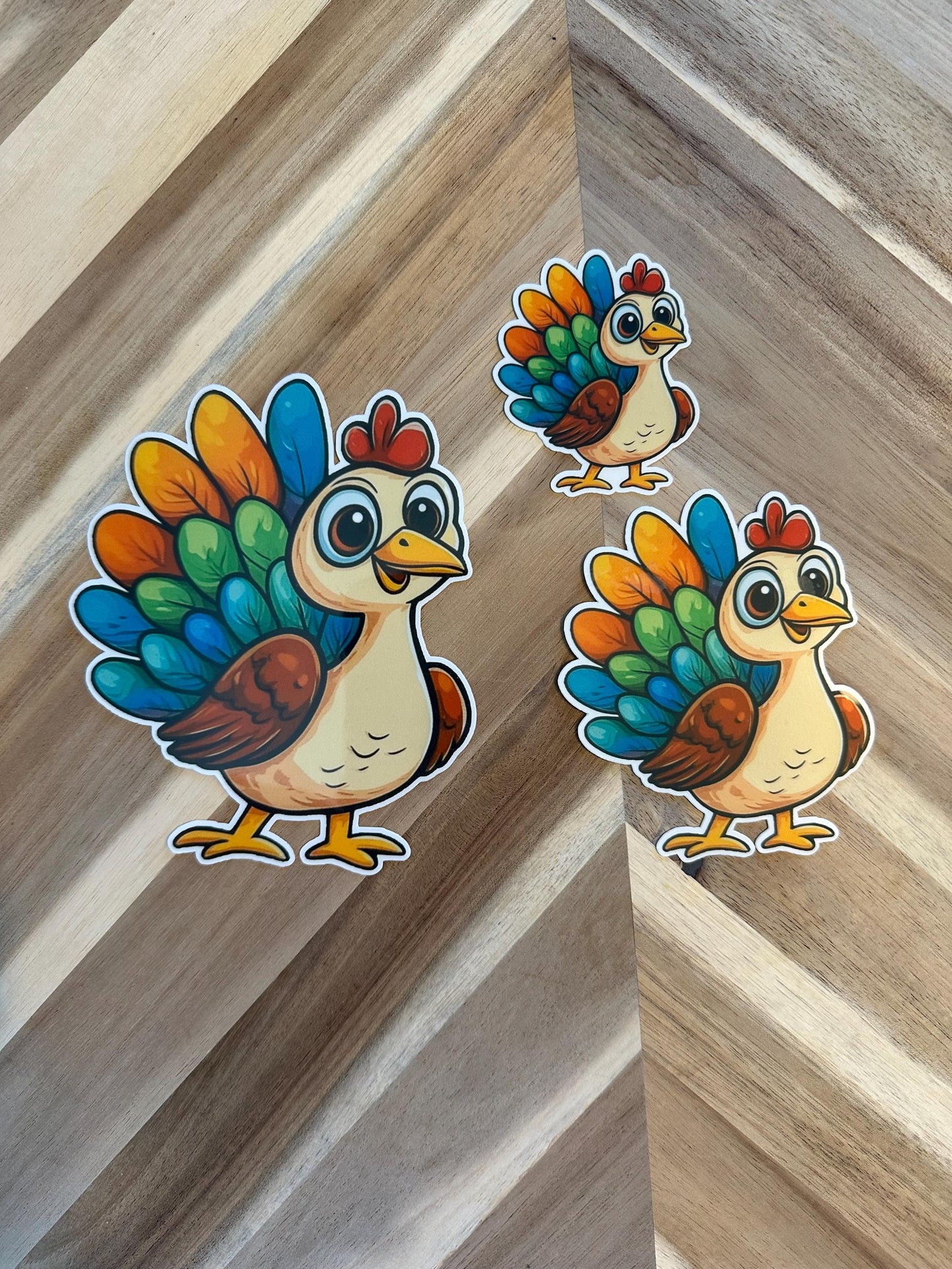 Adorable Rainbow Turkey Sticker - Colorful Thanksgiving Turkey Vinyl Sticker