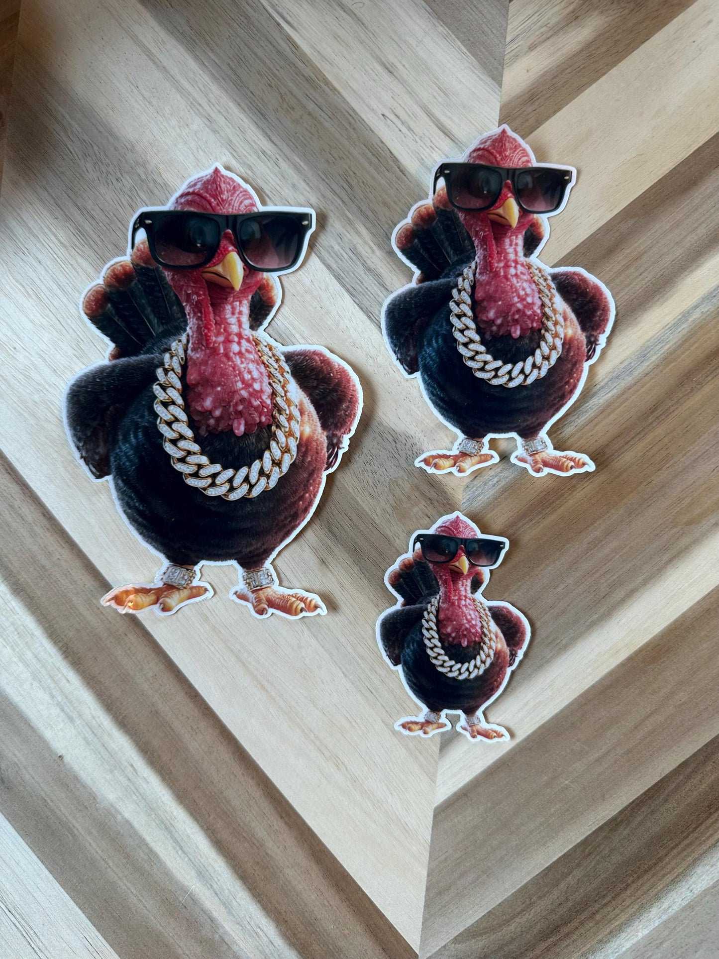 Funny Gangster Turkey Sticker - Cool Turkey with Sunglasses and Chain Vinyl St