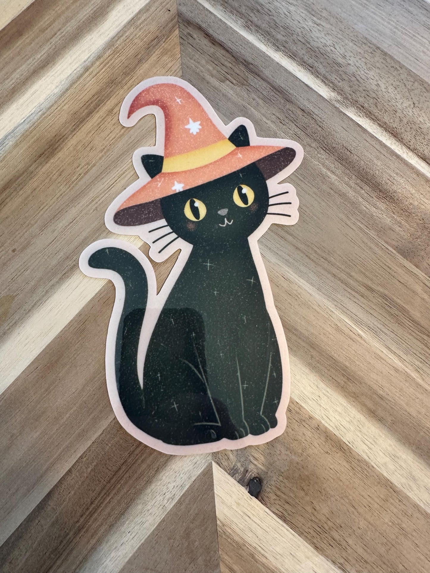 Cute Black Cat Witch Stickers - Halloween Waterproof Vinyl Sticker Set