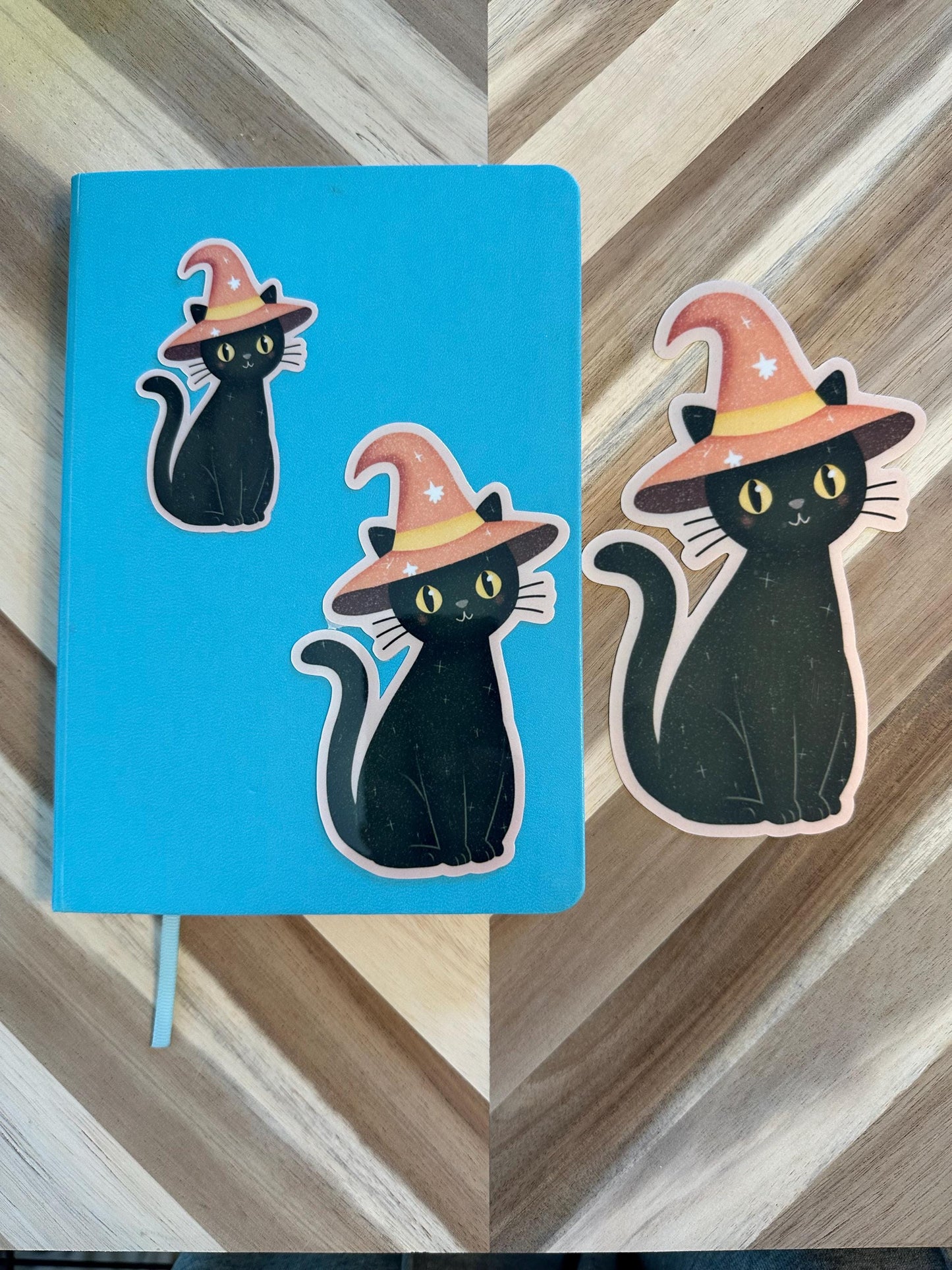 Cute Black Cat Witch Stickers - Halloween Waterproof Vinyl Sticker Set