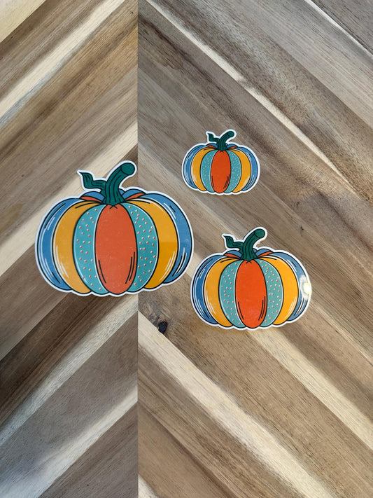 Colorful Fall Pumpkin Sticker - Boho Autumn Pumpkin Vinyl Sticker Set