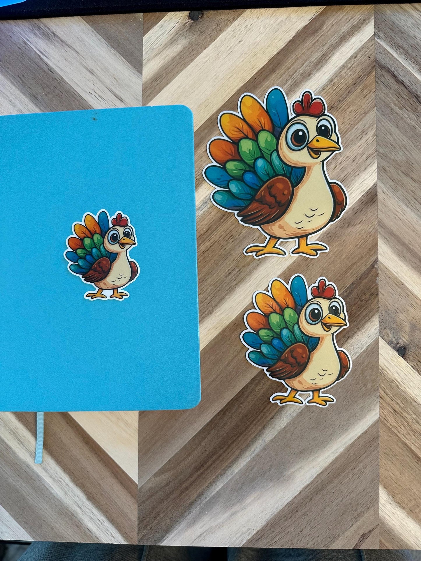 Adorable Rainbow Turkey Sticker - Colorful Thanksgiving Turkey Vinyl Sticker
