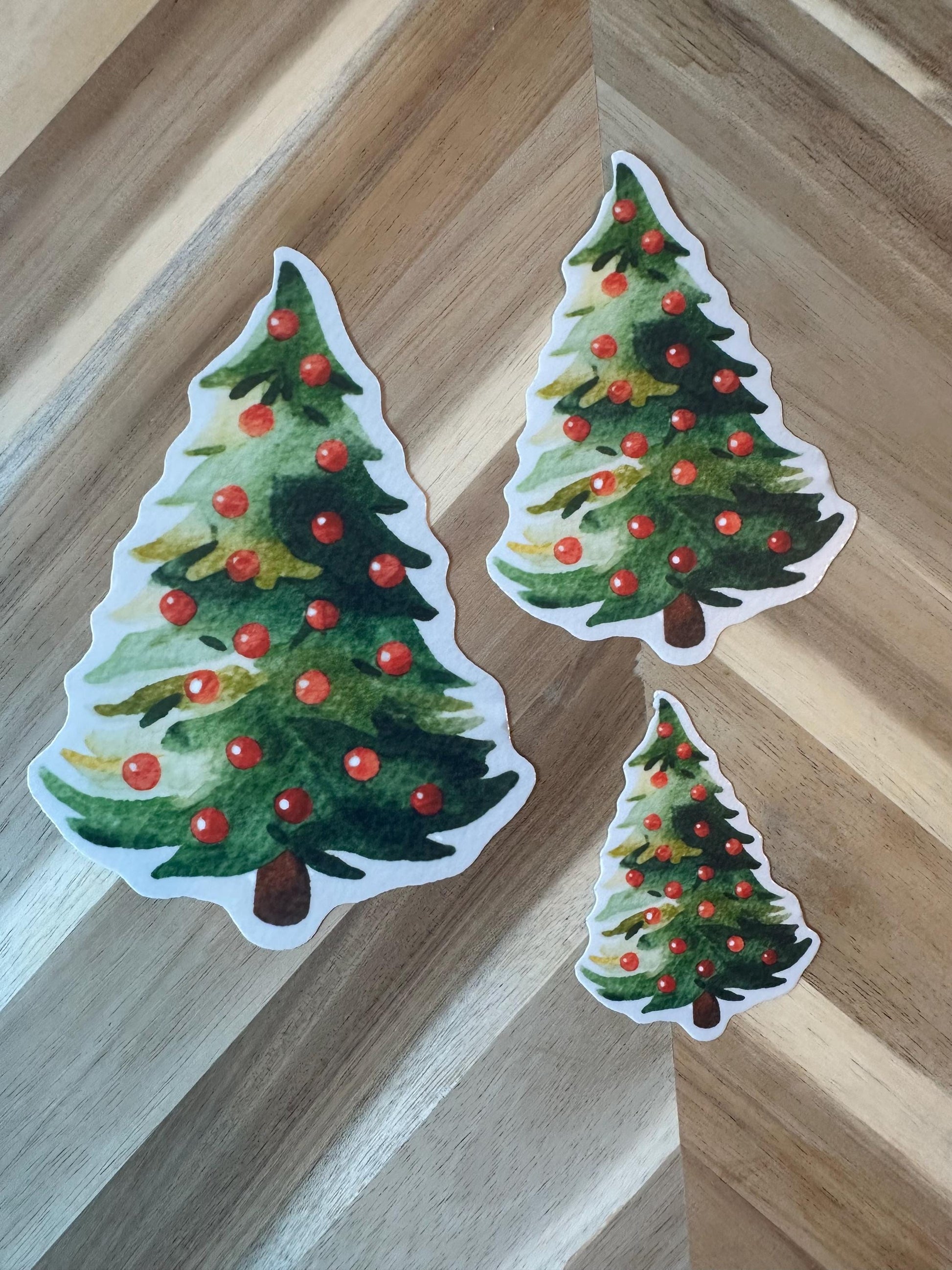 Christmas Tree Sticker | Watercolor Holiday Decal | Festive Ornament Sticker | Xmas Decoration