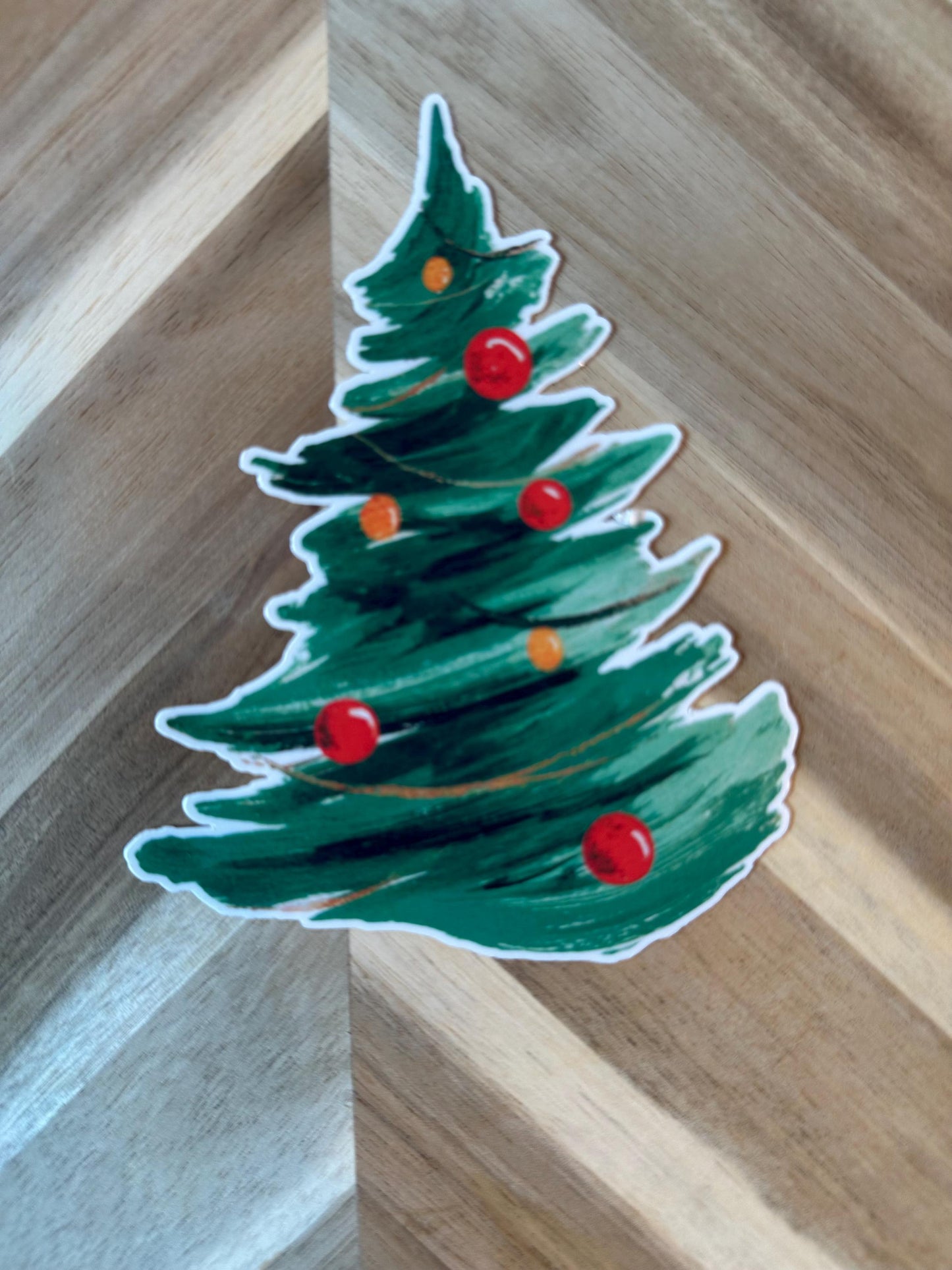Christmas Tree Sticker | Hand Painted Holiday Decal | Festive Xmas Ornament Sticker | Watercolor Pine Tree Vinyl