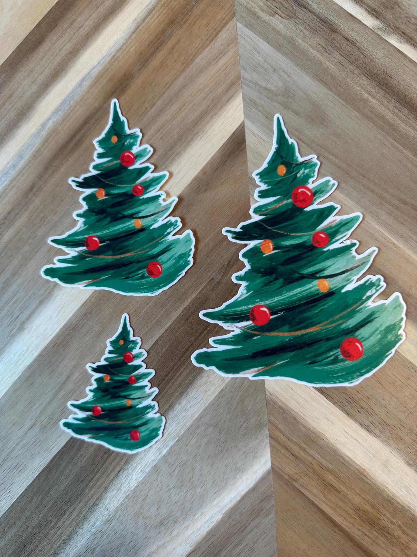 Christmas Tree Sticker | Hand Painted Holiday Decal | Festive Xmas Ornament Sticker | Watercolor Pine Tree Vinyl