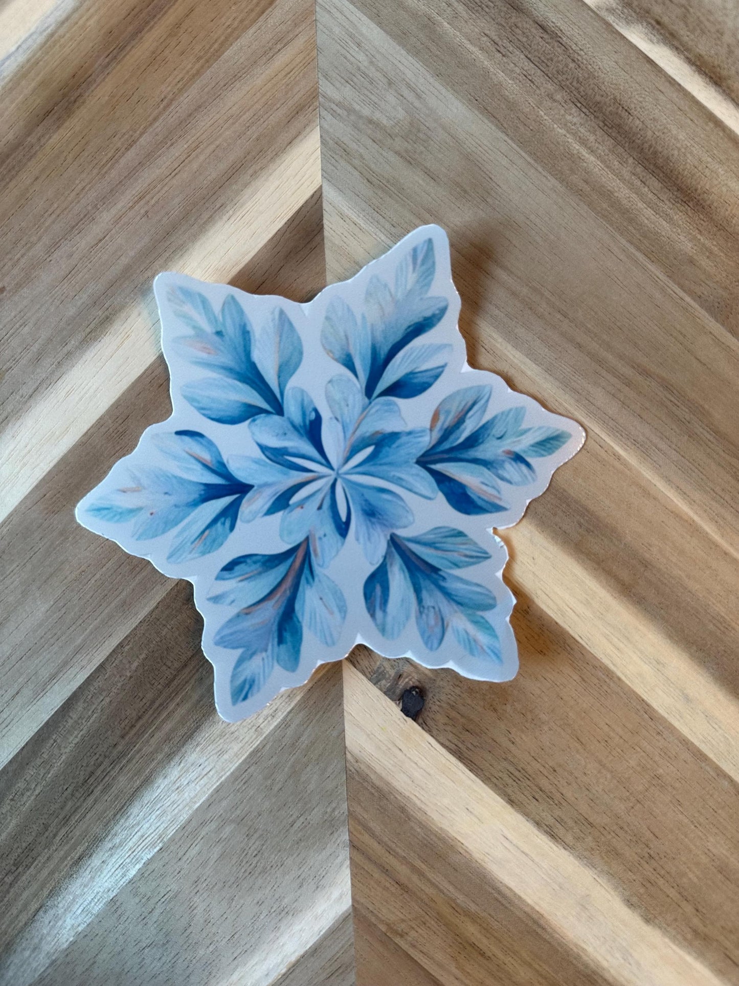 Snowflake Sticker | Watercolor Winter Decal | Ice Crystal Vinyl Sticker | Blue Snowflake Art | Laptop Water Bottle Sticker | Holiday Decor