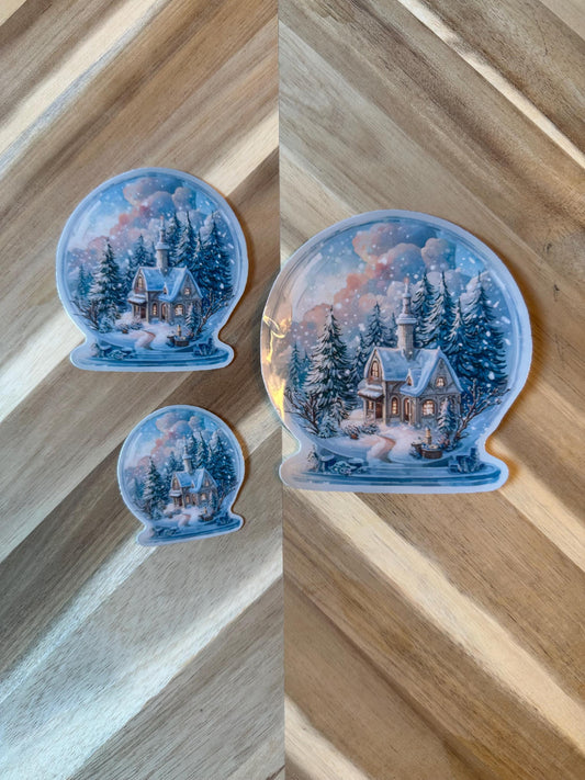 Snow Globe Sticker | Winter Village Church Scene | Christmas Watercolor Decal | Snow Globe Vinyl Sticker | Holiday Magic
