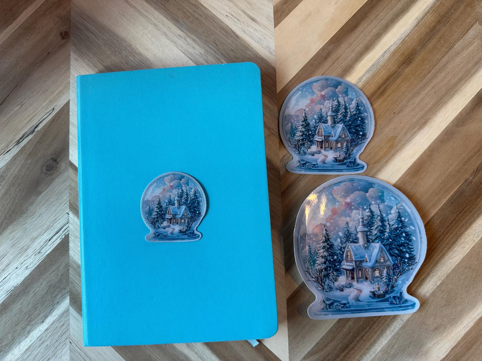 Snow Globe Sticker | Winter Village Church Scene | Christmas Watercolor Decal | Snow Globe Vinyl Sticker | Holiday Magic