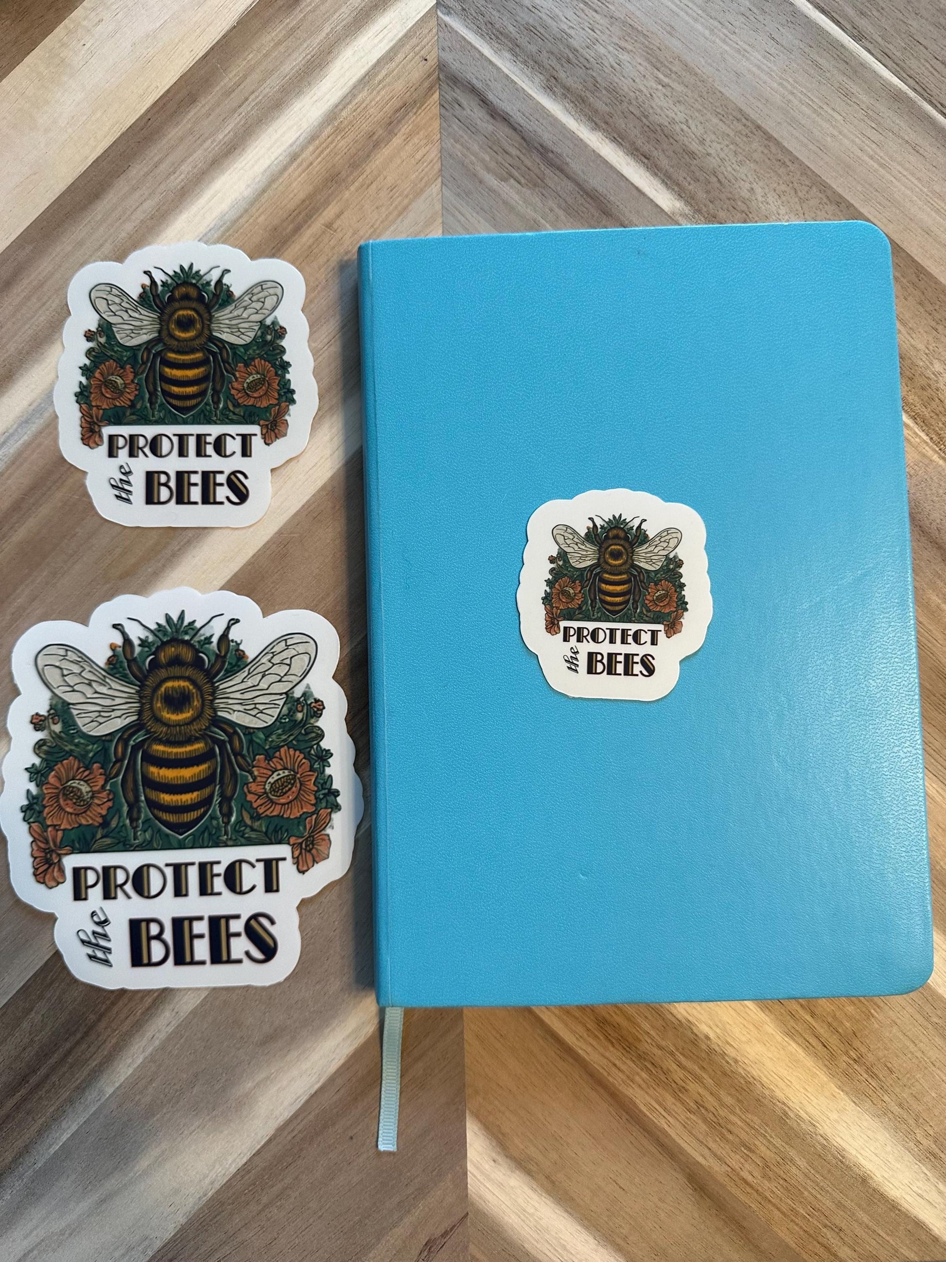 Protect The Bees Sticker - Save The Bees Vinyl Decal with Vintage Floral Design