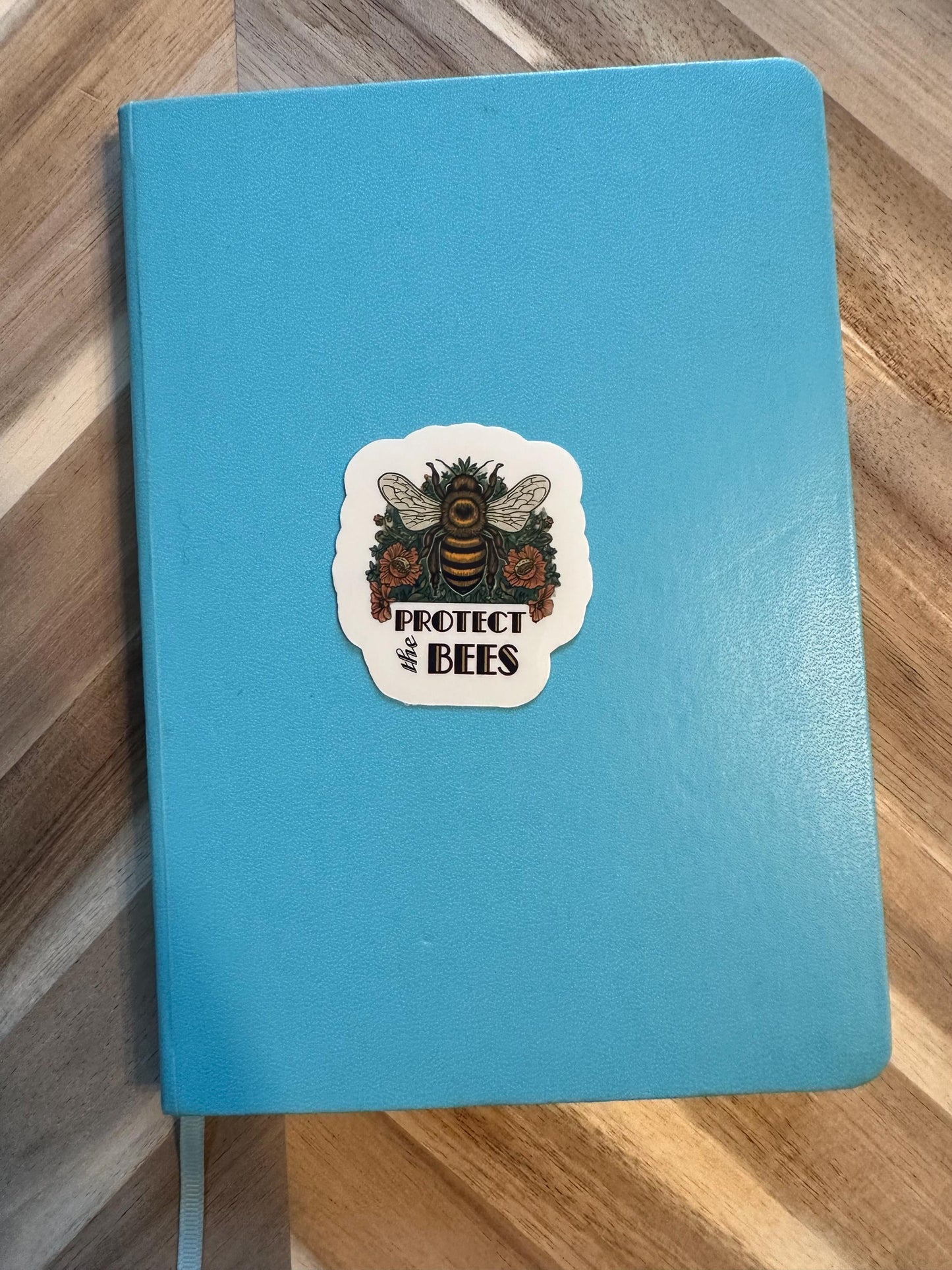 Protect The Bees Sticker - Save The Bees Vinyl Decal with Vintage Floral Design
