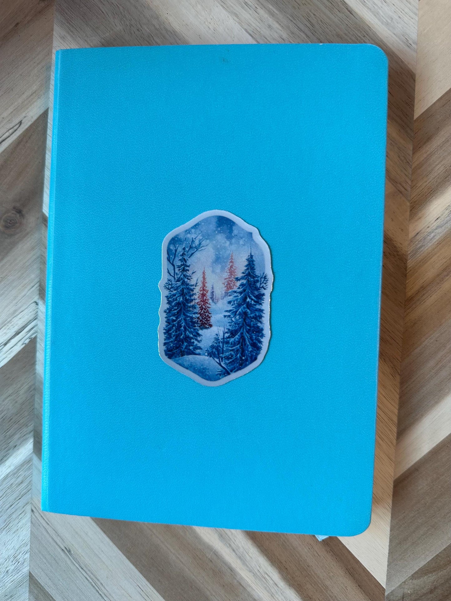 Winter Forest Sticker | Snowy Pine Trees Watercolor Decal | Nature Landscape Vinyl Sticker | Laptop Water Bottle