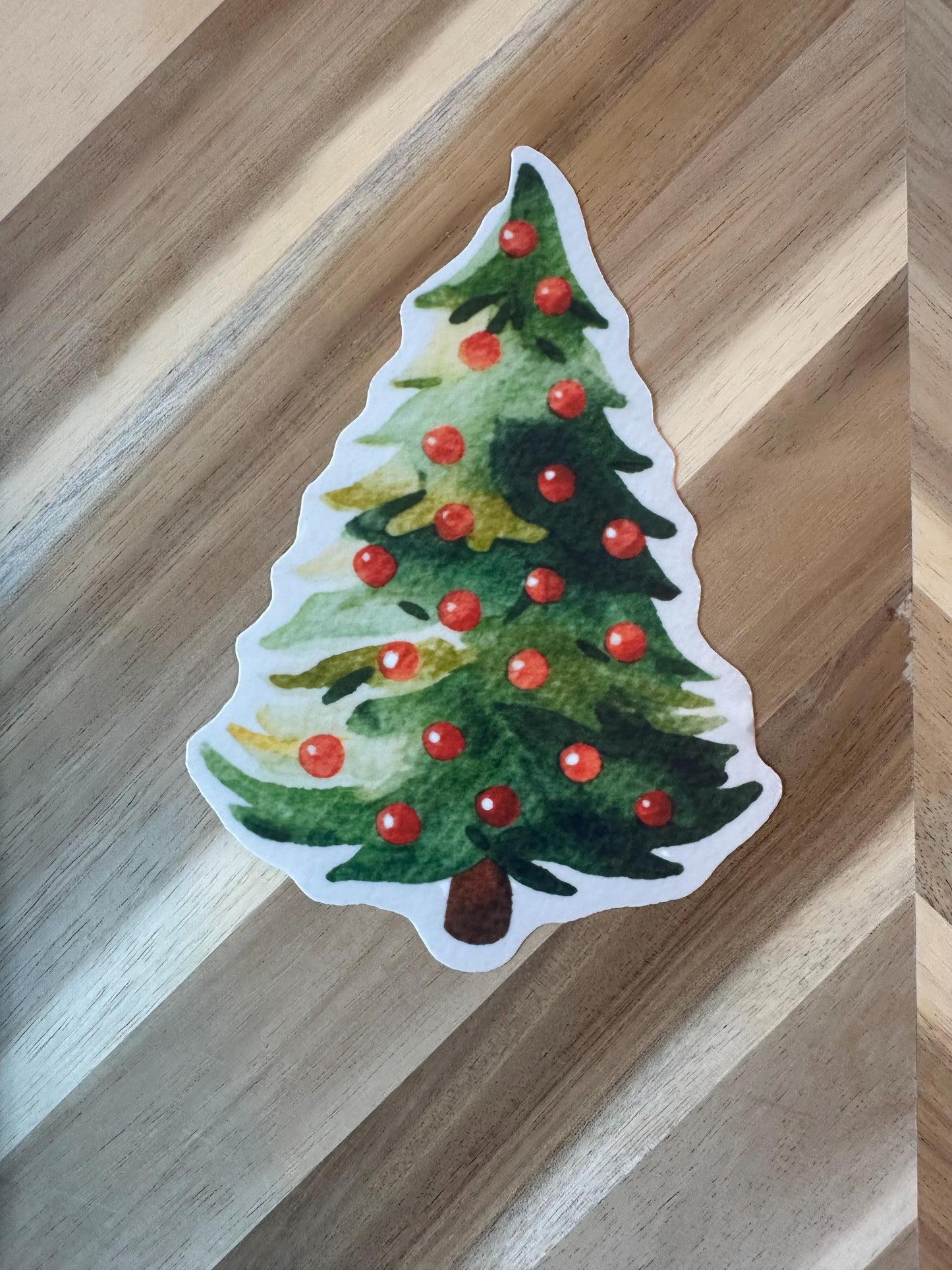 Christmas Tree Sticker | Watercolor Holiday Decal | Festive Ornament Sticker | Xmas Decoration