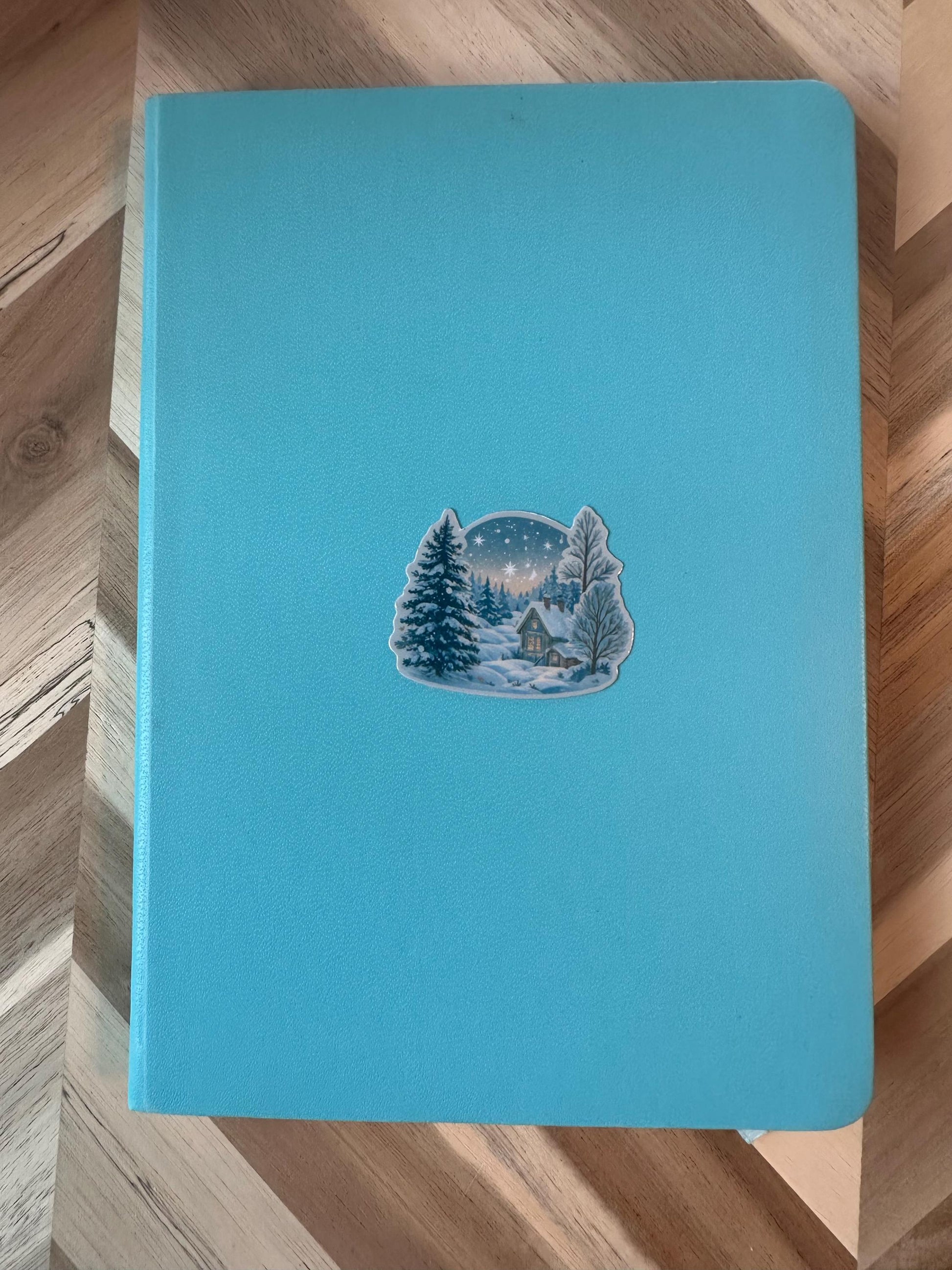 Winter Cabin Sticker | Snowy Cottage Watercolor Decal | Cozy Christmas Scene Vinyl Sticker | Winter Landscape