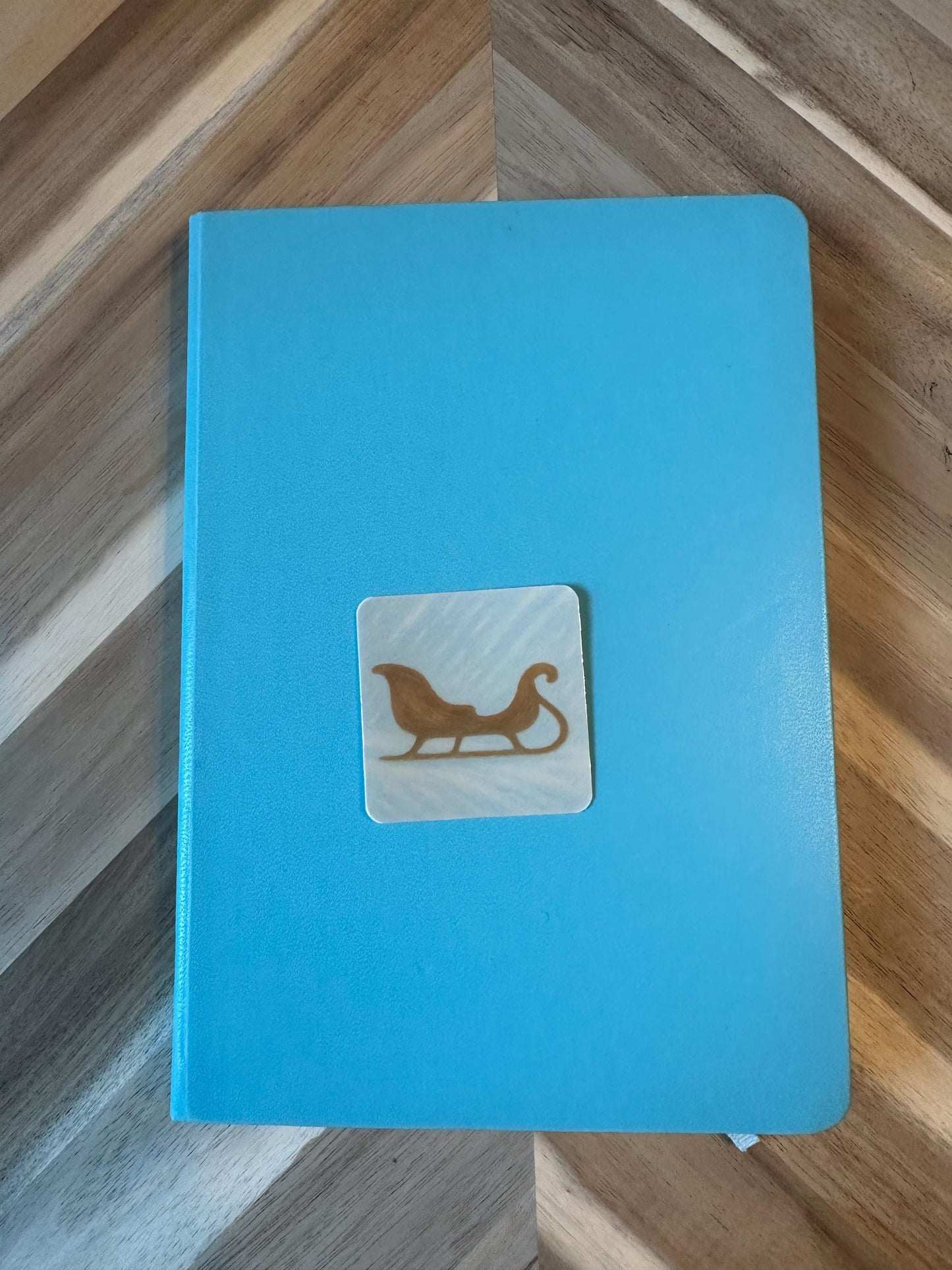 Santa Sleigh Sticker | Vintage Christmas Decal | Gold Sleigh Vinyl Sticker | Minimalist Holiday | Retro Xmas