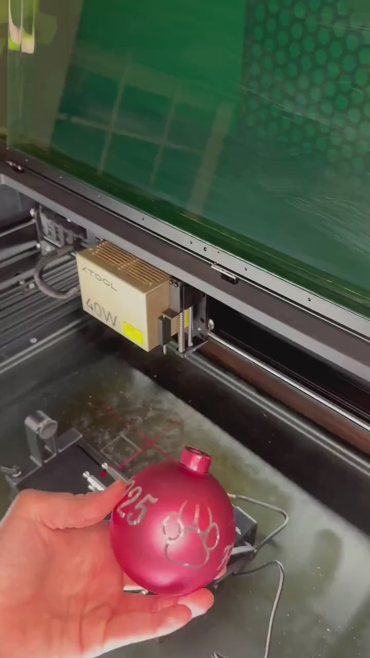 Personalized Christmas Ornament with Wooden Display Stand | Custom 3" Ball Ornament & Tree Holder | Holiday Decor Gift Set